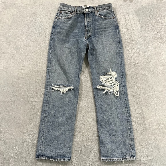 Agolde Denim - Agolde Jeans Women's 29 90s Pinch Blue Denim Button Fly Straight Y2K Grunge Punk